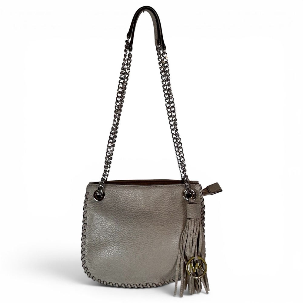 Michael Kors whipped Chelsea Small Pebbled Leather Whipstitch Tassel Crossbody